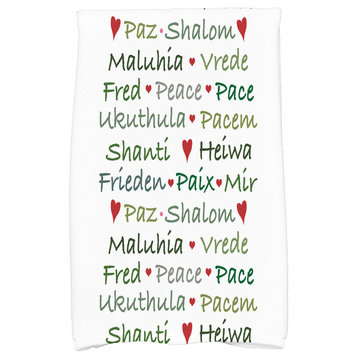 Words of Peace, Word Print Kitchen Towel, Green, 18 x 30"