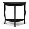 Lillian Wood Half Moon Console Table With Curved Legs and Shelf, Black