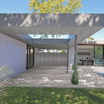 Villa d'exception à patios et parement en pierres noires