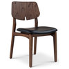Modern Brazilian Beth Side Chair Shimmy Black Seat Nogal Frame