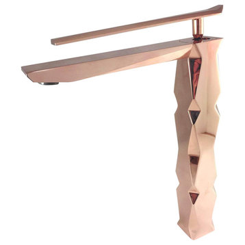 Ikon Luxury Vessel Sink Faucet, Rose Gold, Without pop-up drain