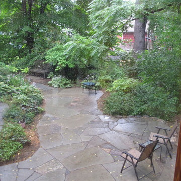 irregular blue stone patio for perinnial garden