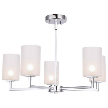 Candice 5-Light Chandelier, Opal Cylinder Glass, Halogen G9