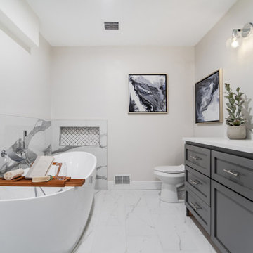 split master bathroom (shower side and bathtub side)
