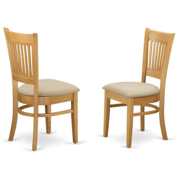 Vancouver Microfiber Upholstered Seat Dining Chairs, Oak Finish, Set of 2
