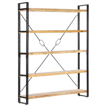 vidaXL Bookshelf 5-Tier Bookcase Book Rack Standing Shelf Solid Wood Mango