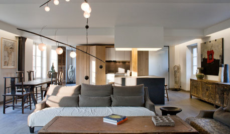 Wohnraum mit Küche: Asiatisch antik trifft französisch modern