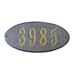 Rockport Oval 4701 Solid Granite Address Plaque in Black Slate - House Numbers