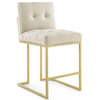 Beige Fabric Counter Stool, Heidi Giselle Gold Counter Stool, Luxe Glam Tufted