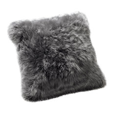 Large New Zealand Sheepskin Cushion, Grey