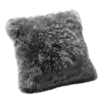 Large New Zealand Sheepskin Cushion, Grey