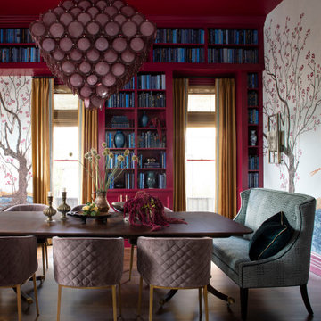 Creative Shades of Pink Dining Room & Library Combo