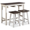 Furniture of America Elda Wood 3-Piece Counter Height Table Set in White