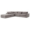 Contemporary Gray Fabric Upholstered 5-Piece L-Sectional Sofa
