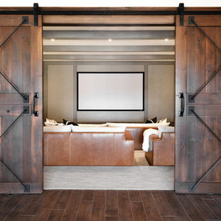 Mountain style home theater photo in Milwaukee