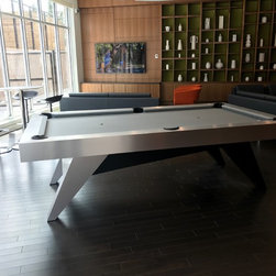 Mantis Pool Table in Brushed Aluminum and Black - Game Tables