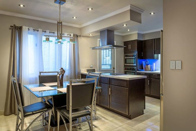 blue lighted  kitchen
