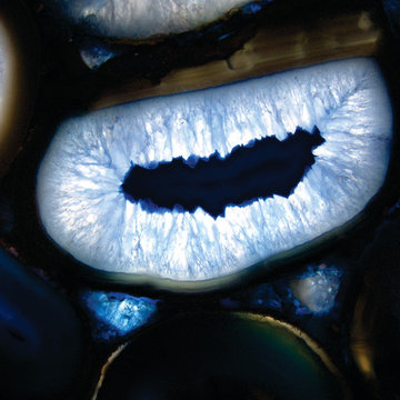 Caesarstone’s Concetto Collection Blue Agate backlit with SLABlite