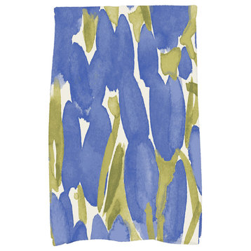 Sunset Tulip Floral Kitchen Towel, Blue, 18"x30"