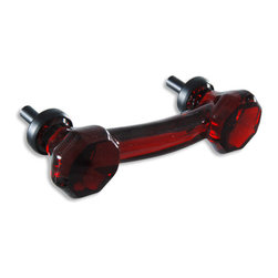 CKP - 3 inch Glass Pull, Royal Red Glass, Black Base - Cabinet And Drawer Handle Pulls