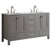 Gela Single Vanity, Gray, 60", Without Mirror