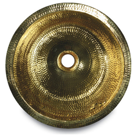 Nantucket Sinks 16.5" Hammered Brass Round Undermount Bathroom Sink, Brass