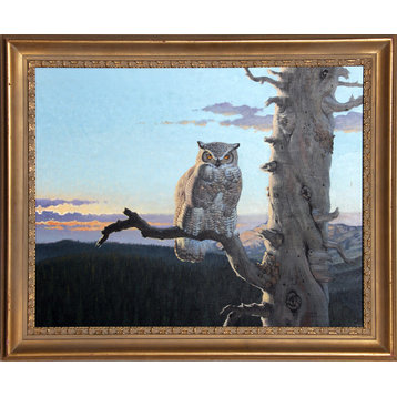 Marcel Bordei, Sundown, Owl, Oil Painting