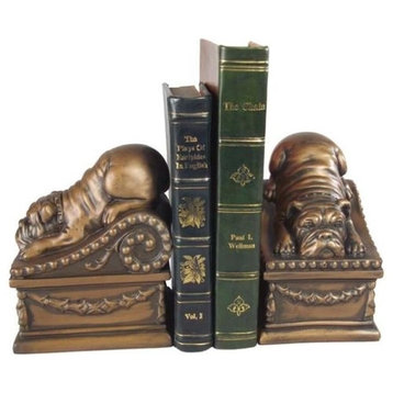 Bookends Bookend TRADITIONAL Lodge Reclining Bulldog Dogs Resin