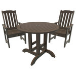 Highwood USA - Lehigh 3-Piece Round Dining Set, Weathered Acorn - 100% Made in the USA - backed by US warranty and support