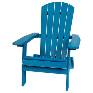 Flash Furniture Charlestown All-Weather Resin Folding Adirondack Chair in Blue