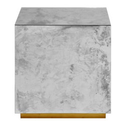 Worlds Away - Worlds Away Cubo Antique Mirror Cocktail Cube - Side Tables And End Tables