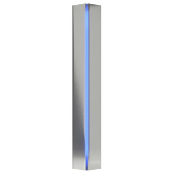 Gallery Small Sconce, Sterling Finish, Blue Glass