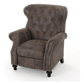 GDF Studio Walder Contemporary Tufted Fabric Recliner with Nailhead Trim, Warm S