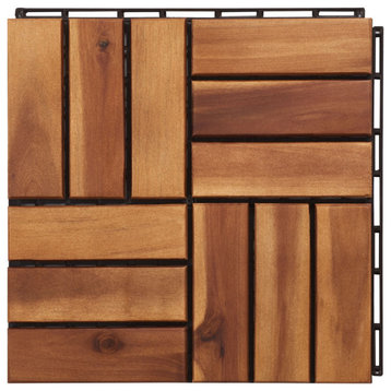Safavieh Outdoor Hanoi Wooden Floor Tile- 12 Slats-Acacia Natural