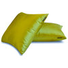Chartreuse 20"x54" Lumbar Pillow Cover Set of 2 Solid - Chartreuse Slub Satin