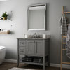 Vanguard Bathroom Vanity With Open Shelf Bottom, Gray, 36", Drawers on Left