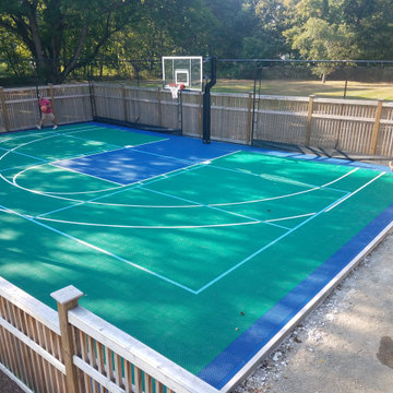 Hingham , Massachusetts Backyard Basketball Court