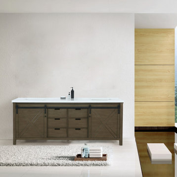 Lexora Marsyas Bathroom Vanity, Rustic Brown, 80", Top, Sink