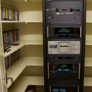 Trendy home theater photo in Portland