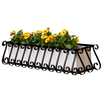 European Window Box Cage with Metal Liner, 30", White Pvc Liner