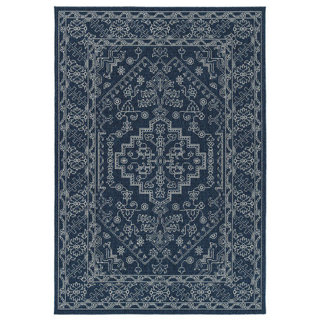 Kaleen Indoor Outdoor Lightweight Sunice Rug, Navy, 1'9"x3'