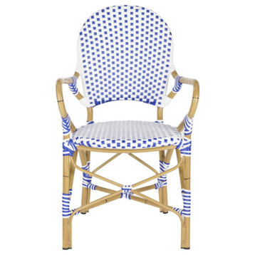 Joanne Indoor/Outdoor Stacking Armchair, Set of 2, Blue/White