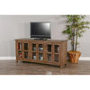 70" Distressed Brown TV Stand Media Console Glass Doors Storage Cabinet