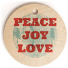 Heather Dutton Peace Joy Love Woodcut Cutting Board Round, 11.5x11.5"