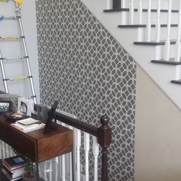 Logan Square. Wallpaper removal and installation. Staircase