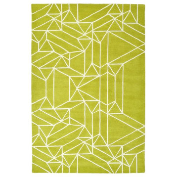 Kaleen Hand-Tufted Origami Wool Rug, Lime Green, 2'x3'