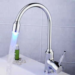 Contemporary Single Handle LED Chrome Kitchen Tap - T0756F - Kitchen Faucets
