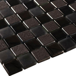 Glossy and Matte Black Raindrop Modern Square Glass Mosaic Tiles - Home Accessories & Decor