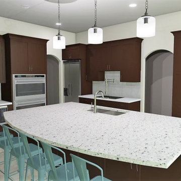 Traditional Rich Brown Kitchen Rendering