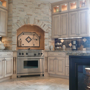 Traditional Kitchen with Stone Range Hood